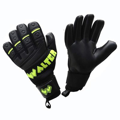Walter Professional Goalkeeper Gloves, G-Tex Model, Black/Fluorescent Yellow, Size 8.5