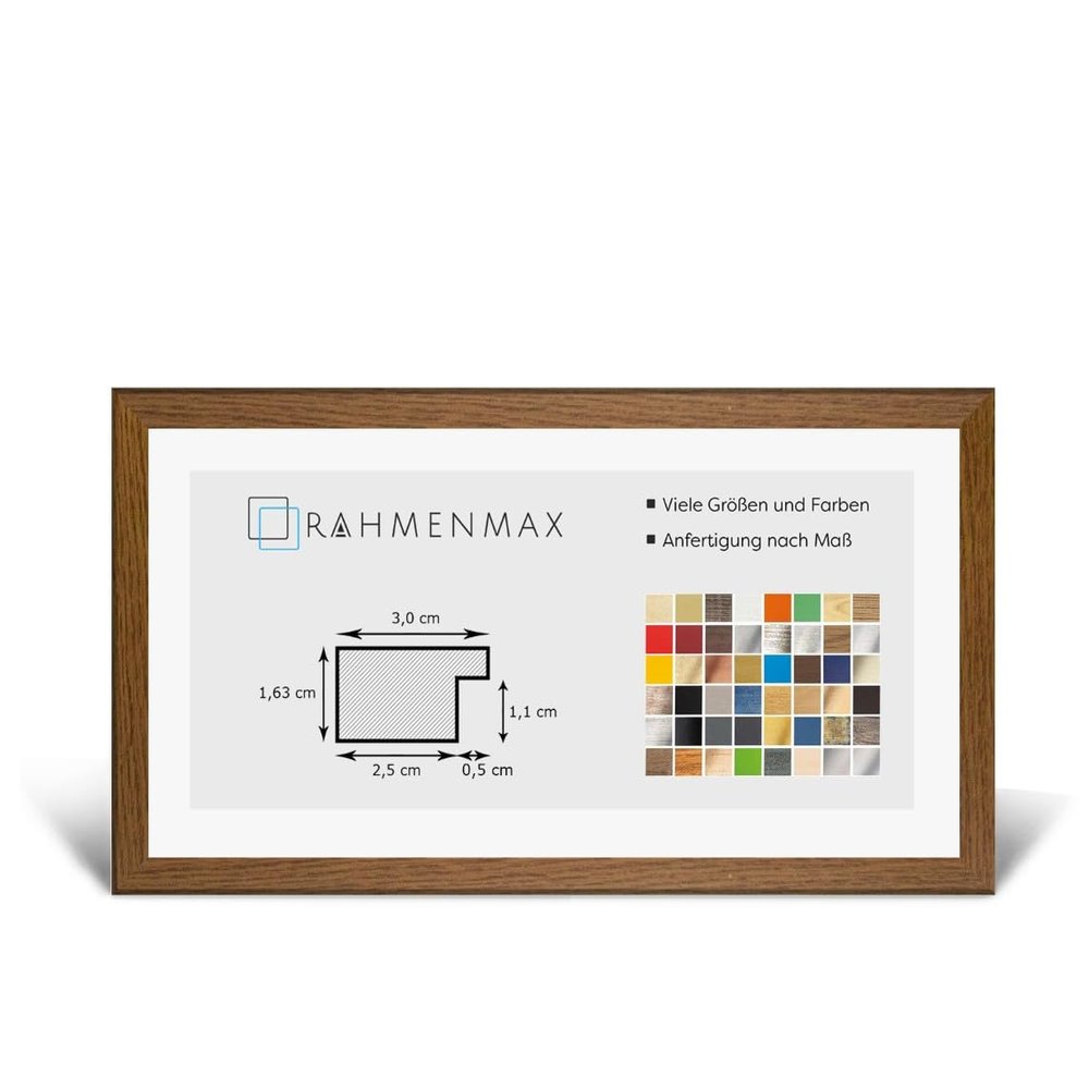 Morena MDF Frame for 25 x 65 cm Picture, Rustic Oak, with Acrylic Glass