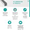 Aluminum U-Channel 50 x 50 x 50 x 3 mm, 500 mm view 2