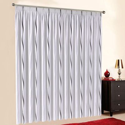 Sun World Aqua Made-to-Measure Sheer Curtain with Ruffle Tape, Silver, 250 cm H x 350 cm W