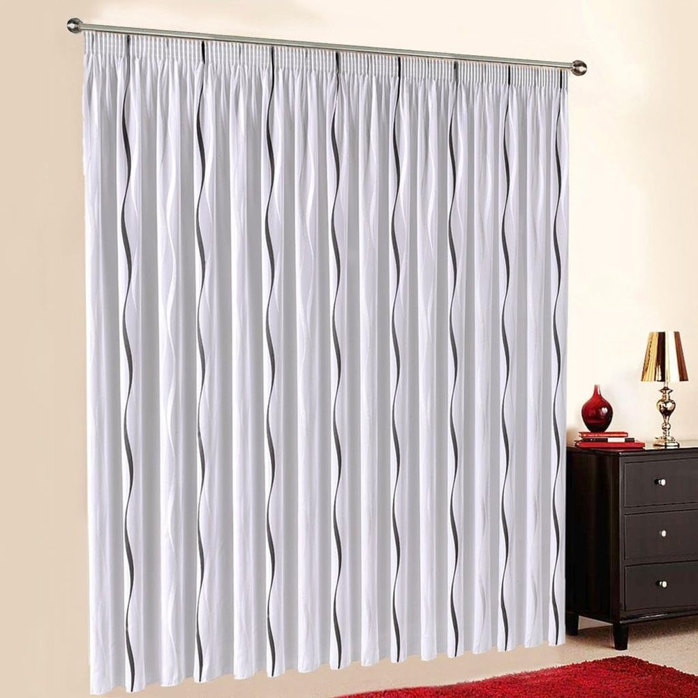 Sun World Aqua Made-to-Measure Sheer Curtain with Ruffle Tape, Silver, 250 cm H x 350 cm W