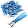 Blue Female Spade Connectors with Heat-Shrink Tubing, Partially Insulated, 6.3 mm, 1.5–2.5 mm, 100 Pieces view 1