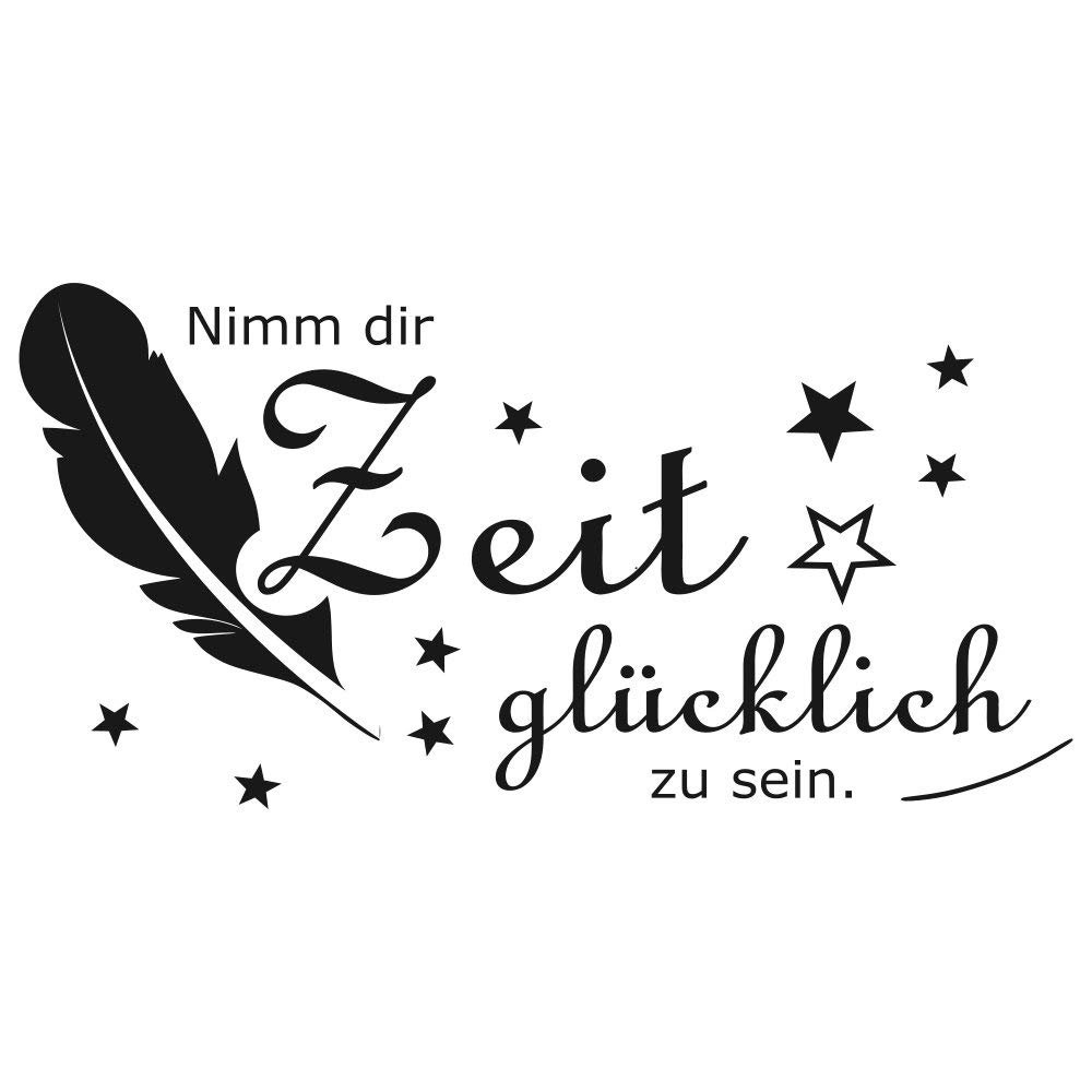 timalo Wall Decal “Take Time to Be Happy” with Stars and Feather | 75008-gold-80x40