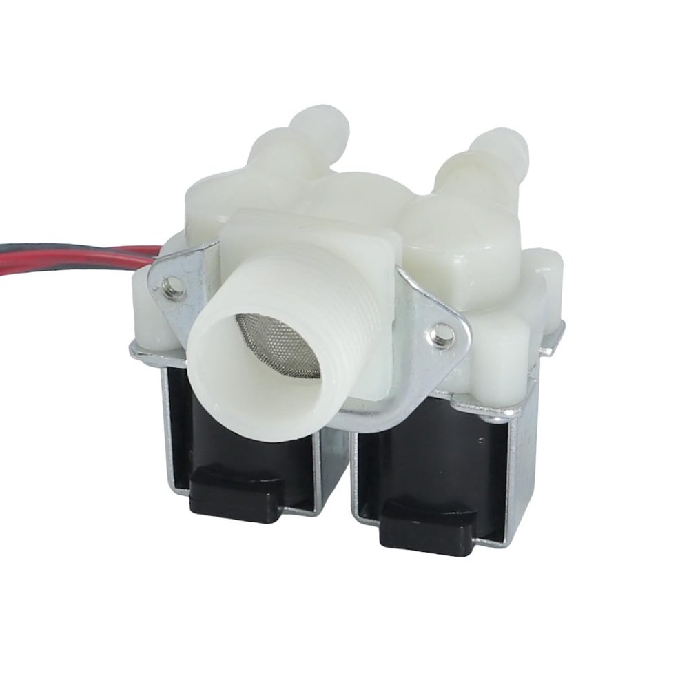 WITTKOWARE Twin Solenoid Valve with Inch Male Thread, Strainer and 10–11 mm Hose Connections, 12 V DC