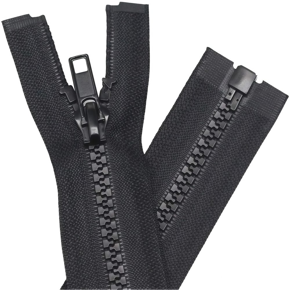 YaHoGa 2-Pack 68 cm #5 Plastic Separating Zippers, 5 mm, Black