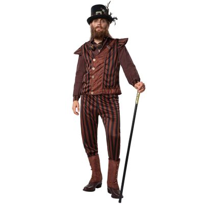 dressforfun 900492 - Men's Steampunk Gentleman Costume, Outfit with Prominent Vertical Stripes (XXL | No. 302344)
