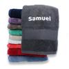 LALALO Personalized Embroidered Bath Towel with Name or Custom Text, 100 x 150 cm, Antique Gray/Brown view 1