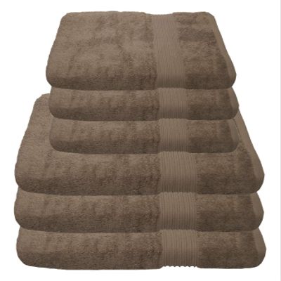 Julie Julsen 6-Piece Towel Set, 3 Bath Towels and 3 Hand Towels, Pure Cotton, 30+ Colors, Walnut