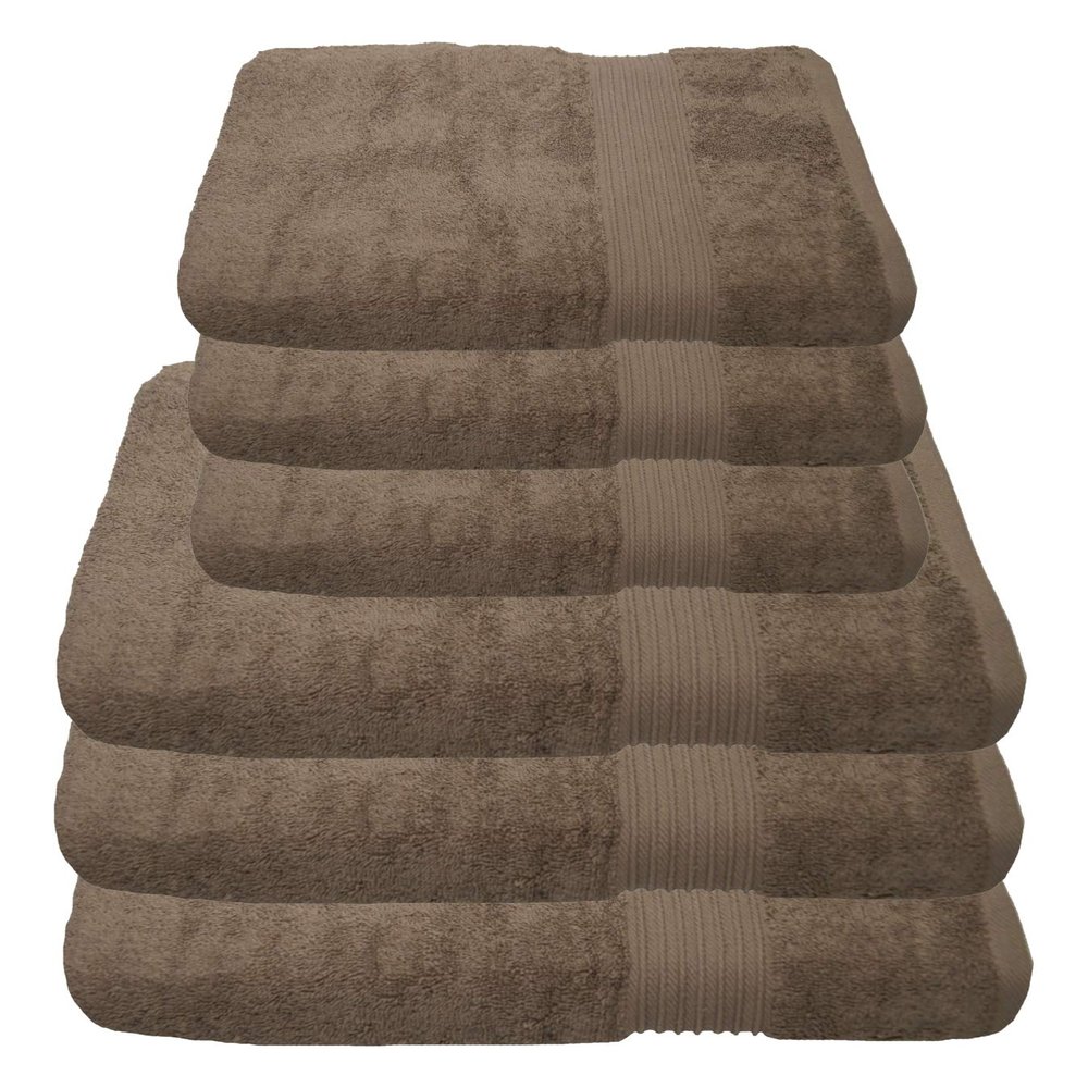 Julie Julsen 6-Piece Towel Set, 3 Bath Towels and 3 Hand Towels, Pure Cotton, 30+ Colors, Walnut