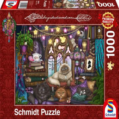 Schmidt Spiele 59990 Brigid Ashwood, Afternoon Tea with Cats, 1,000-Piece Puzzle