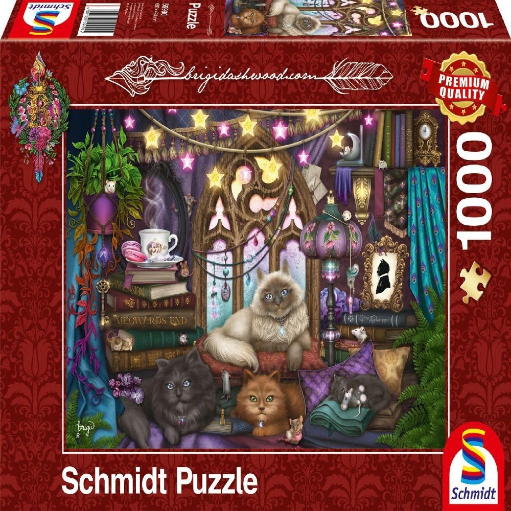 Schmidt Spiele 59990 Brigid Ashwood, Afternoon Tea with Cats, 1,000-Piece Puzzle