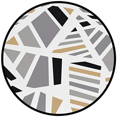 Lily & Her Friends Round Crystal Velvet Rug, Nordic Geometric Triangle Design, Non-Slip, 40 cm