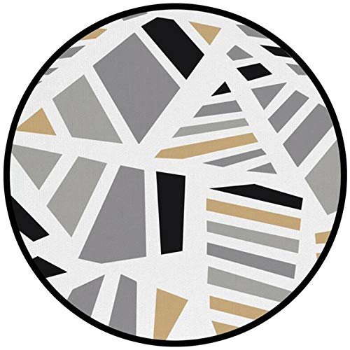Lily & Her Friends Round Crystal Velvet Rug, Nordic Geometric Triangle Design, Non-Slip, 40 cm