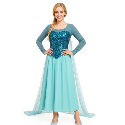 Colorfog Elegant Blue Snow Princess Dress for Women, 3XL