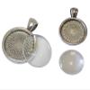 Perlin Set of 12 Metal Pendant Settings with 20 mm Clear Round Glass Cabochons, Antique Silver view 1