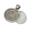Perlin Set of 12 Metal Pendant Settings with 20 mm Clear Round Glass Cabochons, Antique Silver view 2