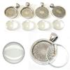 Perlin Set of 12 Metal Pendant Settings with 20 mm Clear Round Glass Cabochons, Antique Silver view 3