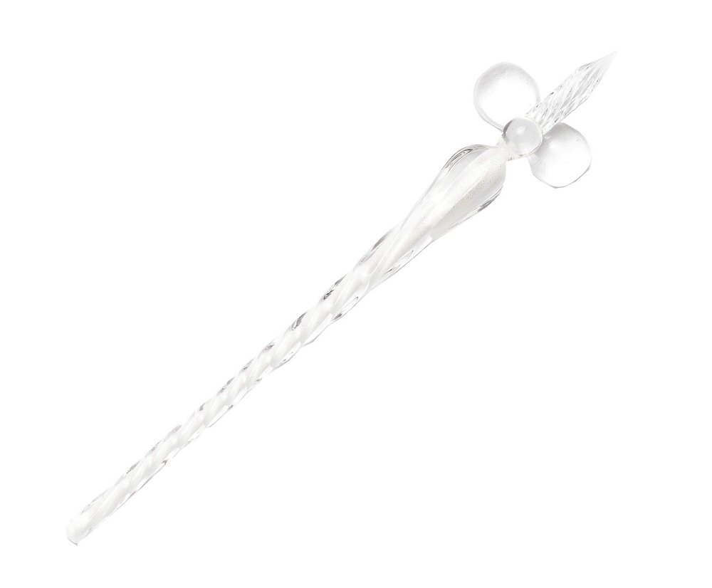 Crystal Glass Calligraphy Pen with Fountain Pen, White