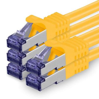 1aTTack.de 5-Pack 0.5 m CAT7 Ethernet Cables RJ45 10 Gigabit SFTP PIMF - Yellow