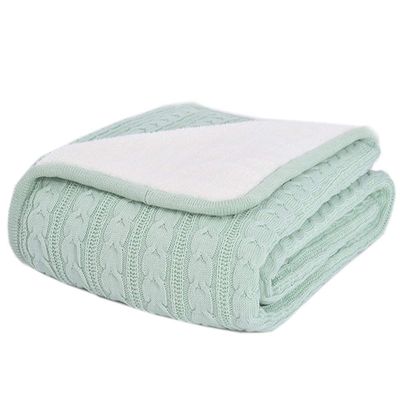 Yiyida Sherpa Wool Cozy Blanket, 110 x 180 cm, Soft Warm Reversible Knitted Throw