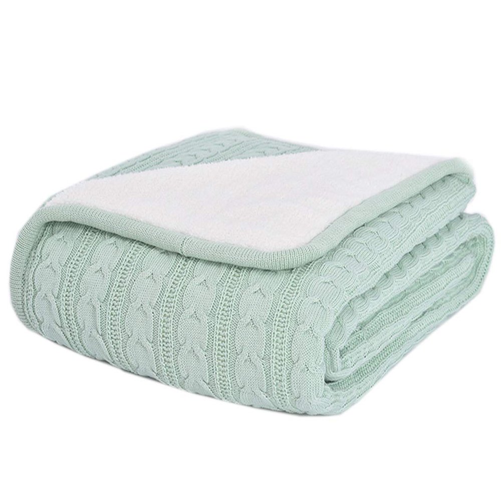 Yiyida Sherpa Wool Cozy Blanket, 110 x 180 cm, Soft Warm Reversible Knitted Throw