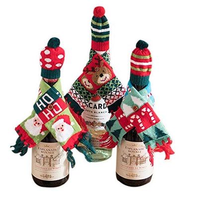 Gwill Christmas Wine Bottle Covers, 3-Piece Set