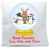 Personalized Christmas Cushion with Snow Globe, Reindeer, Snowman & Penguin, 40 x 40 cm, with Filling view 1