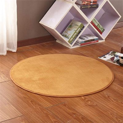 DOTBUY Round Indoor Rug, Coral Velvet Non-Slip Floor Mat, Coffee, 100 × 100 cm