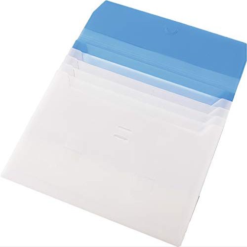 A4 PP Document Folder with 5 Compartments and Closure, Blue