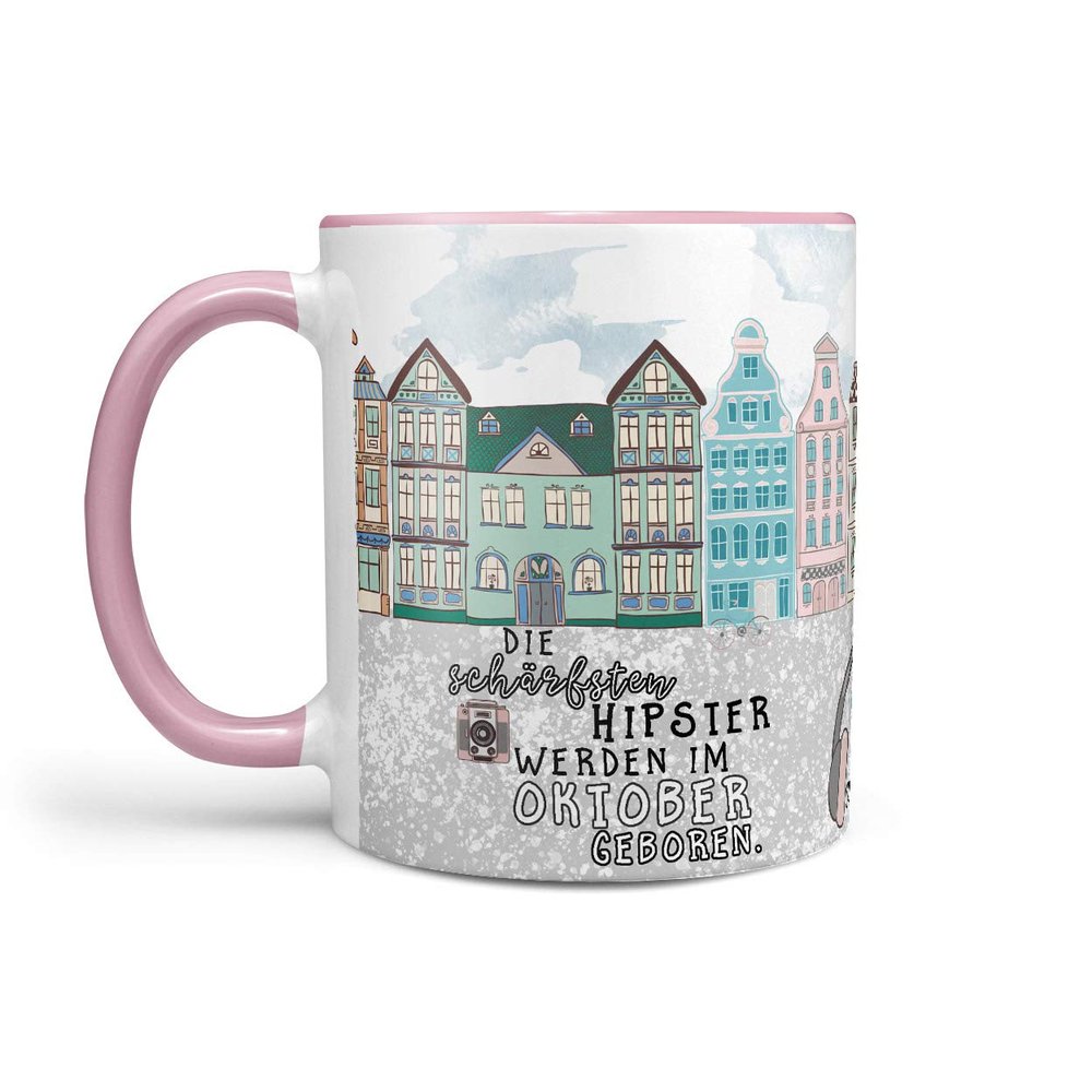 Sunnywall Ceramic Coffee Mug with Monthly Birthday Saying, Hipster Style