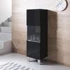 MB Muebles Bonitos Luke V3 Display Cabinet, 40 x 138 x 29 cm, Glossy Melamine, Aluminum Legs, Black view 2