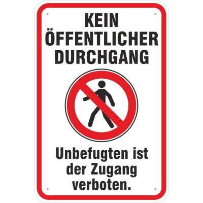 20 x 30 cm No Public Access Sign with Symbol, 3 mm Aluminum Composite