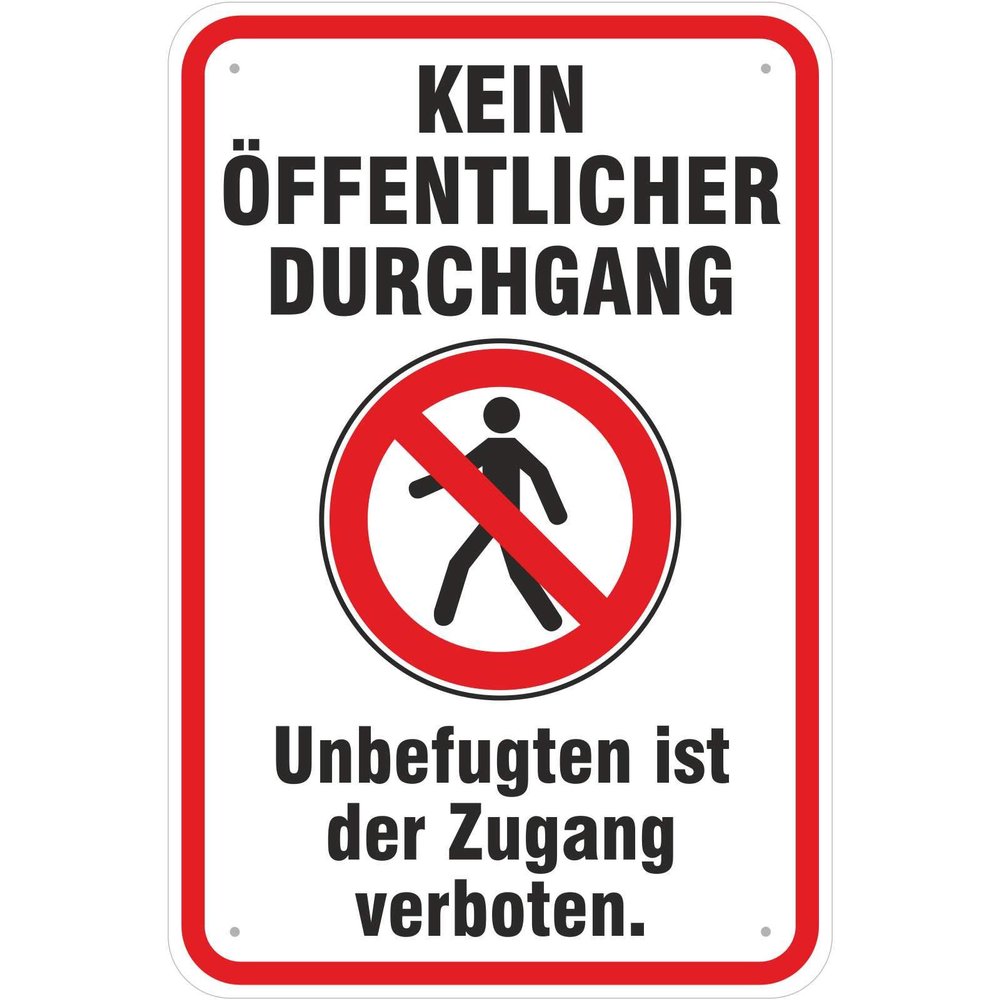 20 x 30 cm No Public Access Sign with Symbol, 3 mm Aluminum Composite