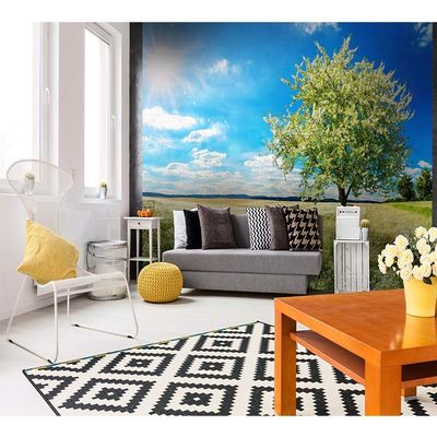 Fleece Photo Wallpaper TREE IN MEADOW 375 x 250 cm | Paste Included