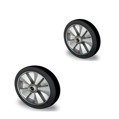 2-Pack Rubber Wheels 200 mm for Pallet Trucks, Ball Bearing, 20 mm Bore (200-20-50)
