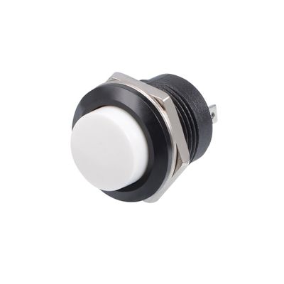 Sourcing Map 10-Pack 16 mm White Momentary Push Buttons, Round Raised Button, SPST 1 NO 1 NC