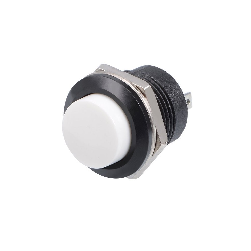 Sourcing Map 10-Pack 16 mm White Momentary Push Buttons, Round Raised Button, SPST 1 NO 1 NC
