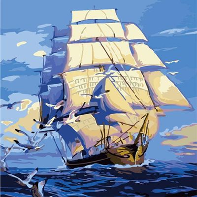 ABEUTY Paint by Numbers for Adults and Beginners, Sailboat on the Sea, 16 x 20 in, Anti-Stress Toy (Wooden Frame)