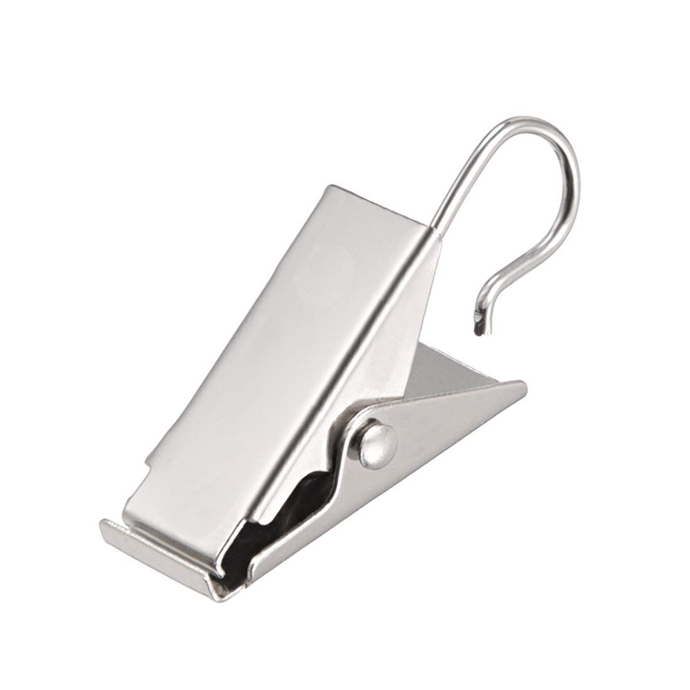 Sourcing Map 30-Piece Curtain Hooks, 1-Inch Metal Clips, Silver Tone