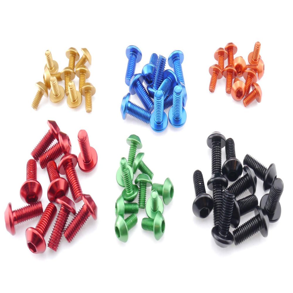 Anodized Aluminum Hex Socket Screws M6/M8, Red, M8x20, 5-Piece Set