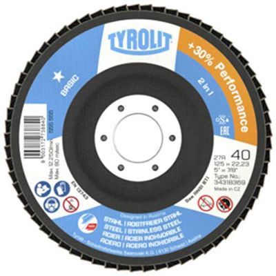Tyrolit 34318391 BASIC ZA80-B Flap Disc, 27 A, 125 x 22.23 mm, Box of 10