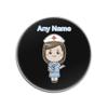 Personalized Gift Set of 4 Round Glossy Coasters for Nurses, Light Blue Dress, Healthcare Service Color, Custom Name – National view 1