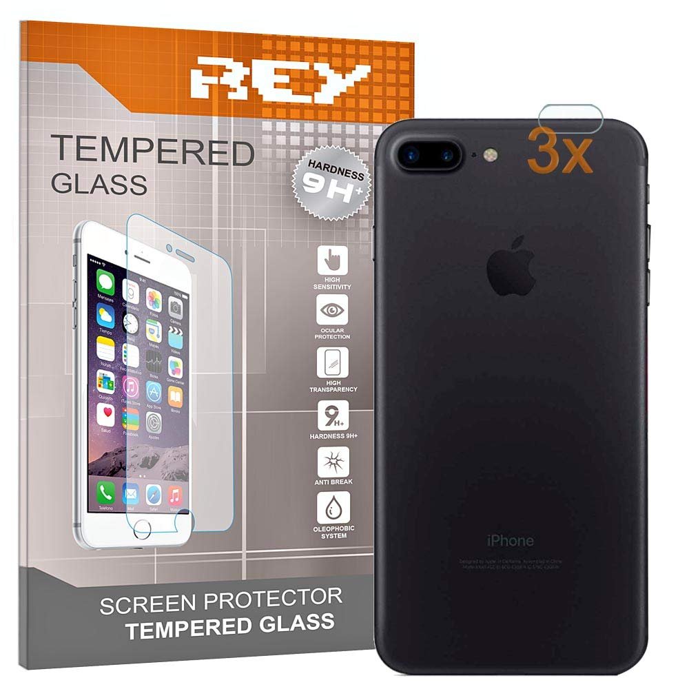 REY 3-Pack Tempered Glass Camera Lens Protectors for iPhone 8 Plus/iPhone 7 Plus, 9H+ Hardness