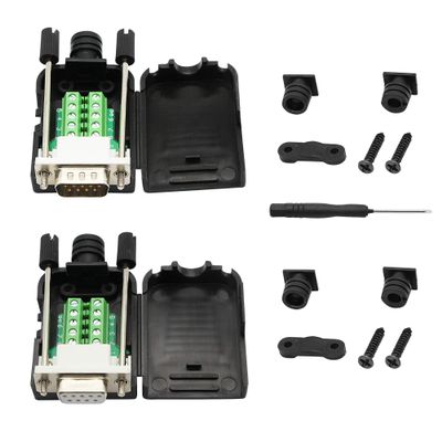 CERRXIAN DB9 RS-232 Serial Adapter, Male-to-Female, 1 Pair, White Screw-Terminal Plug