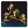 Nature Mouse Pad with Four Cute Monkeys, Caramel and Dark Blue view 1