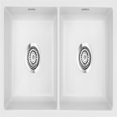 Flush-Mounted MERA TWIN F/o Ceramic Sink in SATIN with Remote Drain Control