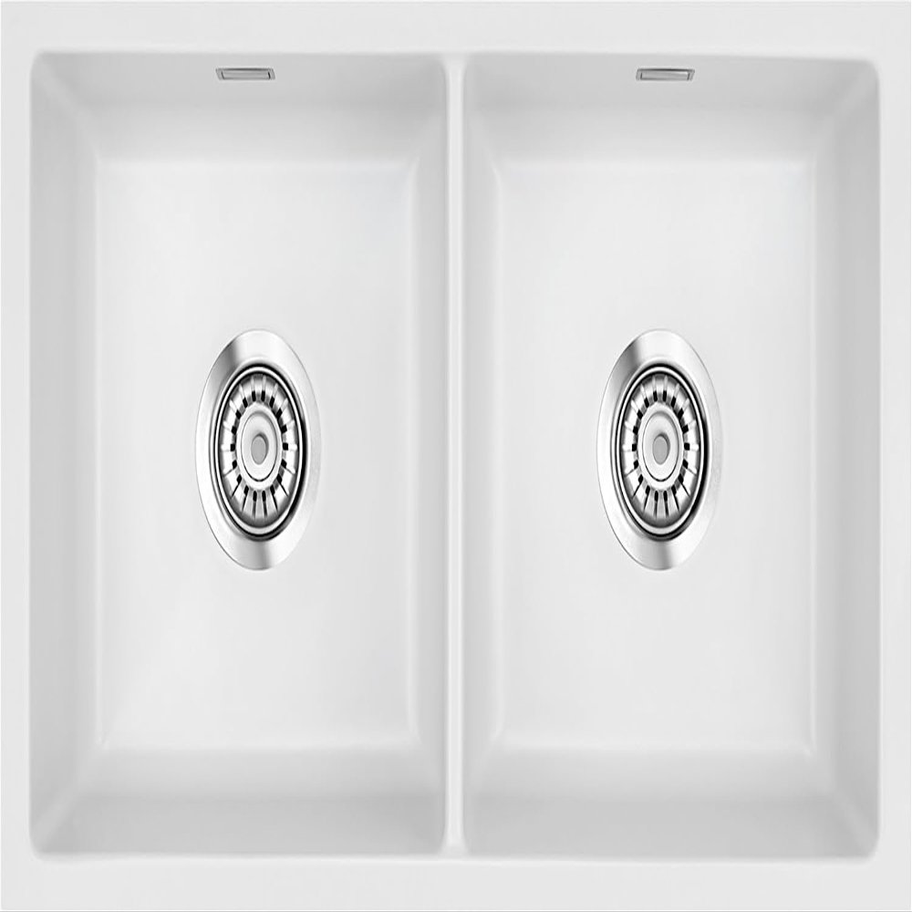 Flush-Mounted MERA TWIN F/o Ceramic Sink in SATIN with Remote Drain Control