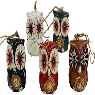 Set of 5 Wooden Owl Figurines for Decorative Home Accessories