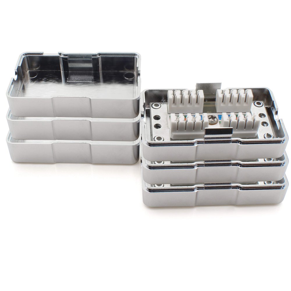 1aTTack.de Cat.6 LSA+ Network Connection Box, 3-Pack, Silver