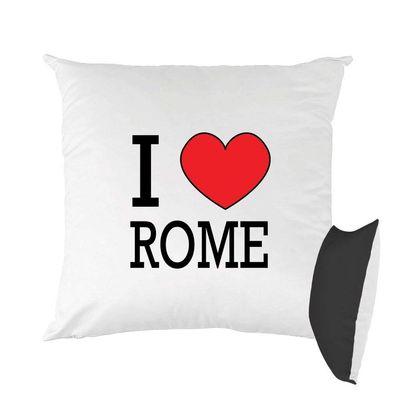 Mygoodprice Printed Pillow, 40 x 40 cm, I Love Rom Black